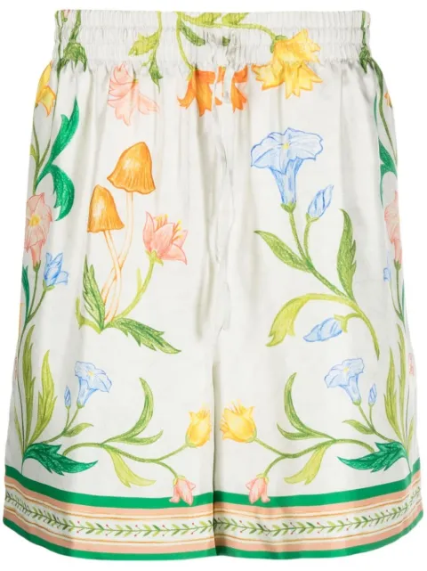 Casablanca L'Arche de Fleurie silk shorts White MS23TR012