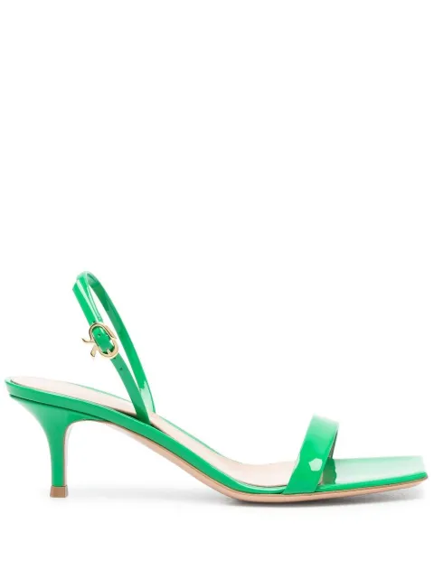 Gianvito Rossi Ribbon patent leather kitten sandals Green G3209155RICVER