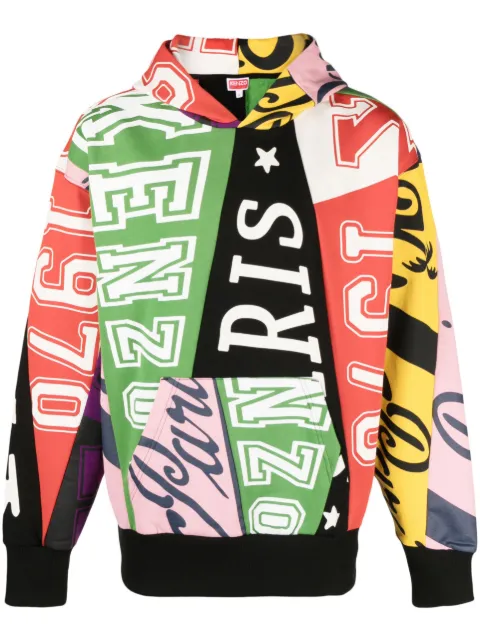 Kenzo Flag-print cotton hoodie Green FD55SW4924MF