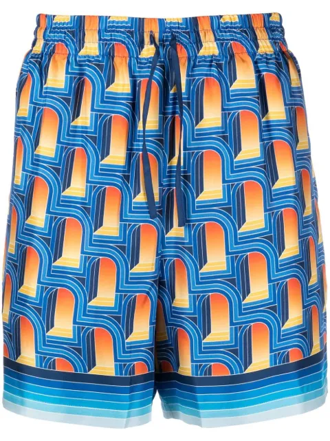 Casablanca L'Arche de Nuit silk shorts Blue MS23TR012