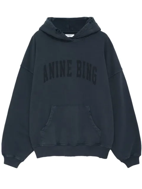 ANINE BING Harvey logo-print cotton hoodie Grey S085185002