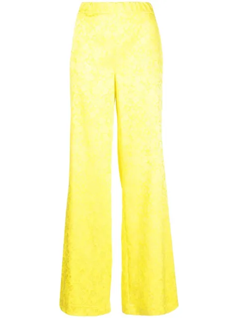 P.A.R.O.S.H. floral-jacquard wide-leg trousers Yellow D232218RUNA016