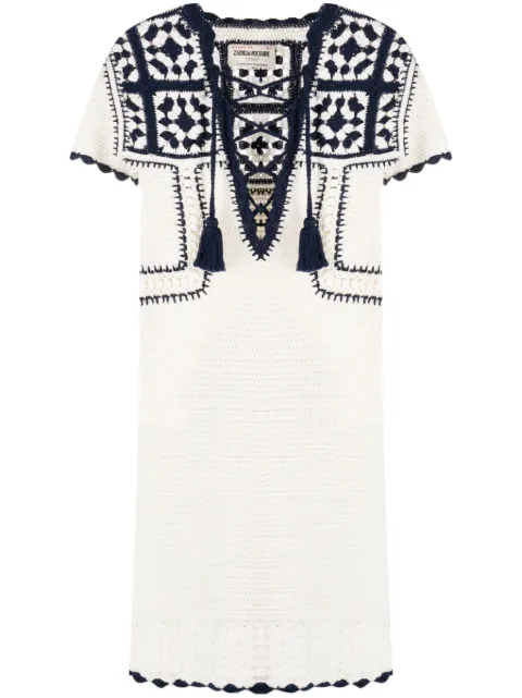 Zadig&Voltaire Imany tasselled crochet organic cotton minidress White KWDR00164