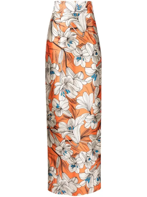 Bambah Raquel pencil maxi skirt Orange BBMG23053