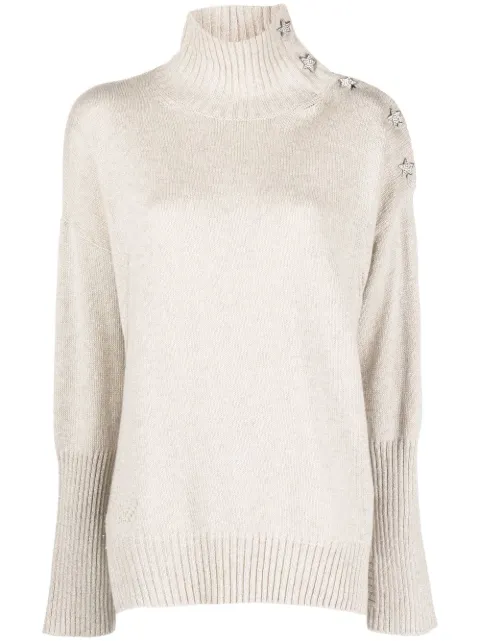 Zadig&Voltaire Alma star-charm high-neck jumper Neutrals KWSW00002