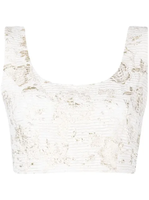 Bambah floral-pattern cropped top White BBMG23036