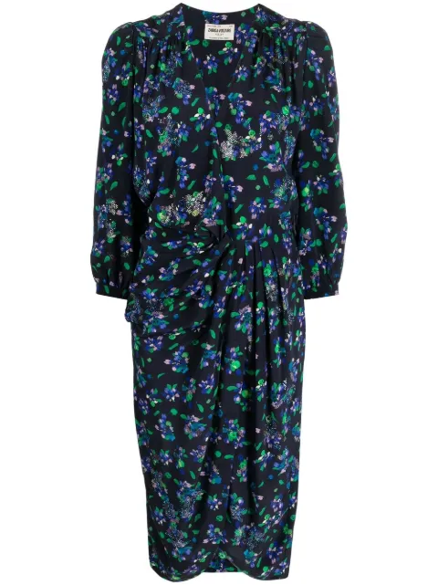 Zadig&Voltaire draped floral-print midi dress Blue WWDR01220