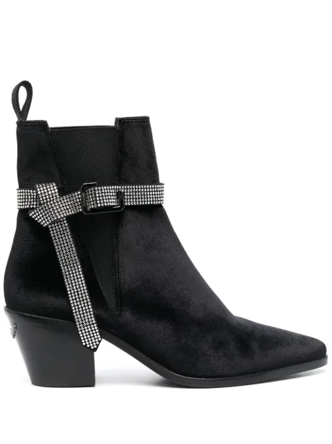 Zadig&Voltaire crystal-embellished velvet boots Black SWCT00766