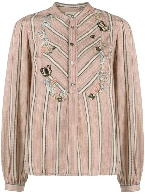 Zadig&Voltaire embroidered pinstriped blouse Red WWSH00492