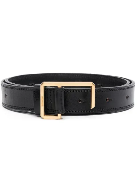 Zadig&Voltaire engraved-logo buckle leather belt Black LWBT00284