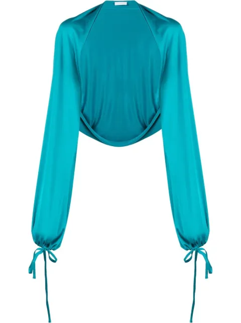 P.A.R.O.S.H. drawstring-detailed long-sleeved shrug Blue TECLAD300786
