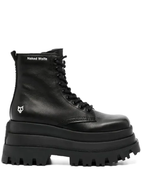NAKED WOLFE Sloane leather stacked-sole boots Black SLOANE
