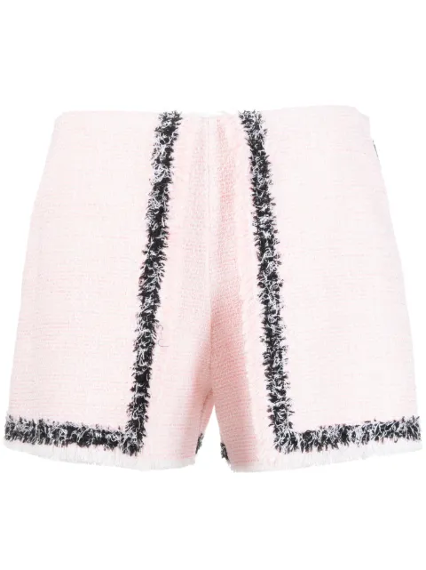 MSGM frayed-edge tweed mini shorts Pink 3442MDB0423730212