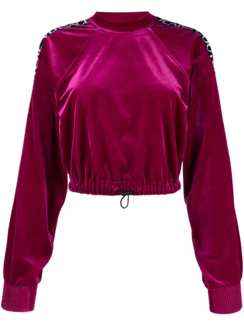 Versace Jeans Couture logo-trim velour sweatshirt Pink 73HAI301J0008
