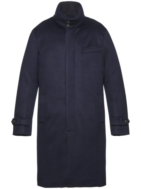 Norwegian Wool single-breasted cashmere coat Blue C11MTRNC