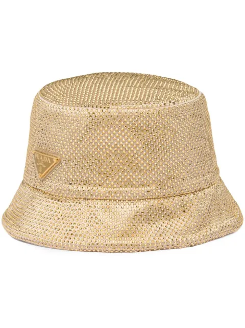 Prada crystal-embellished satin bucket hat Gold 1HC1372CLA