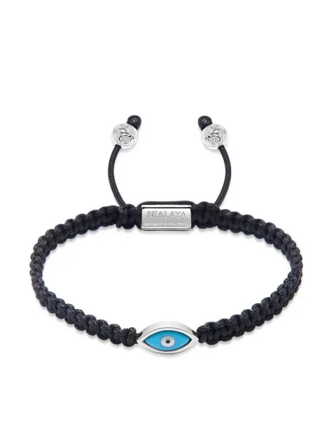 Nialaya Jewelry evil eye-charm braided bracelet Black FWST001