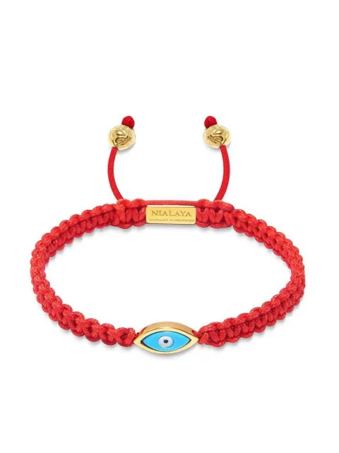 Nialaya Jewelry evil eye-charm braided bracelet Red FWST004