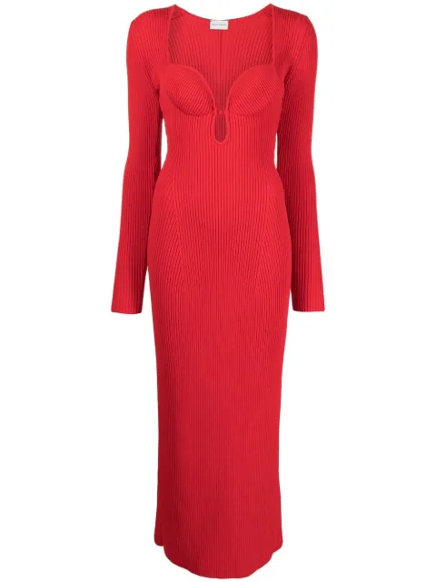 Magda Butrym ribbed knitted maxi dress Red 245922