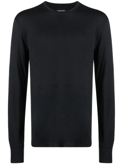 TOM FORD round-neck long-sleeve T-shirt Black JCL006JMT002S23LB999LB999
