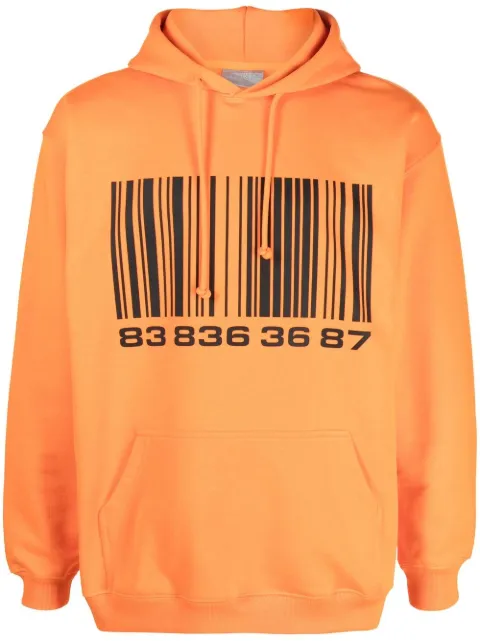 VTMNTS barcode-print cotton hoodie Orange VL14HD200O