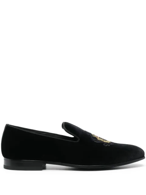 Billionaire crest-motif velvet loafers Black RABSMSB0642BLE008N