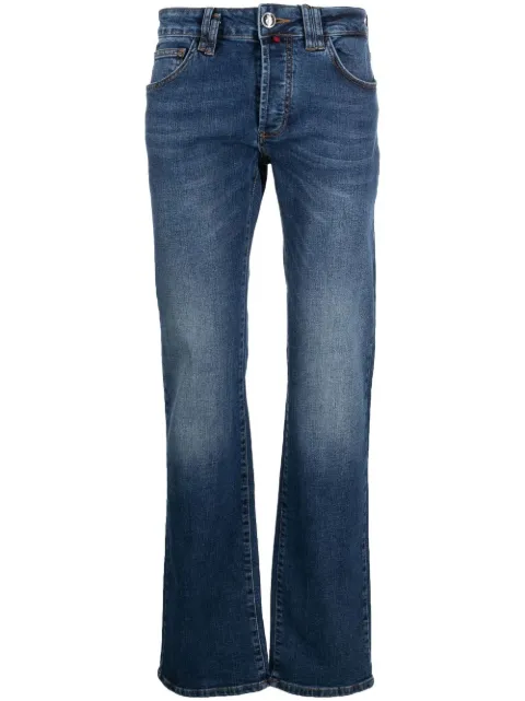 Billionaire logo-embroidered straight-leg jeans Blue RABCMDT3317BXV001N