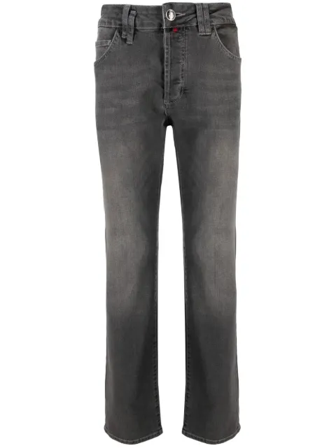 Billionaire logo-embroidered straight-leg jeans Grey RABCMDT3317BXV001N