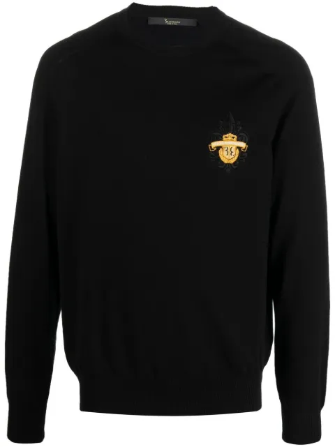 Billionaire embroidered-logo crew-neck jumper Black RABCMKO1213BKN001N