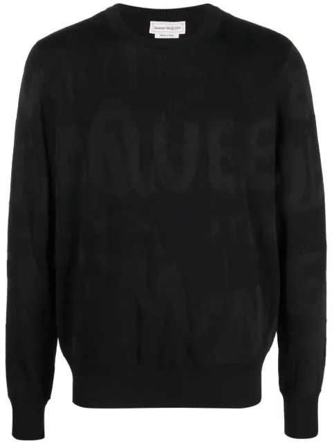 Alexander McQueen intarsia-knit logo sweater Black 729280Q1XGM