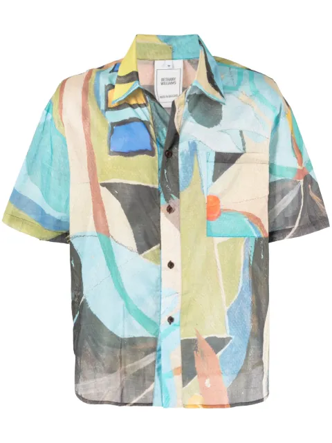 Bethany Williams Sociale bowling shirt Blue BWSS23078DI
