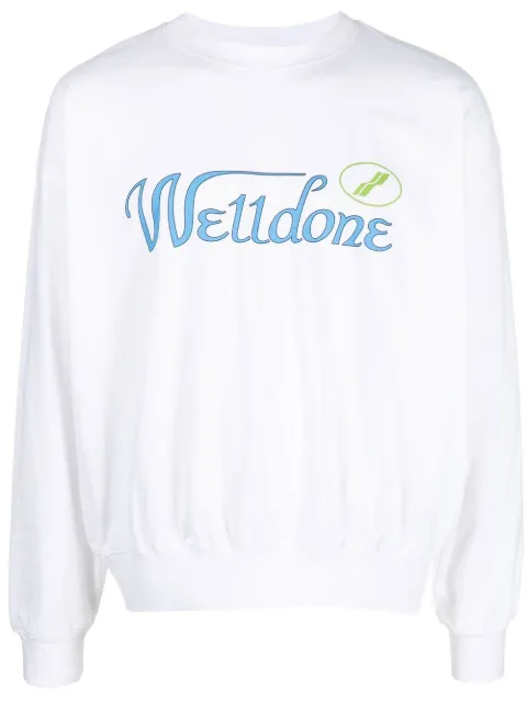 We11done logo-print cotton sweatshirt White WDTS322816