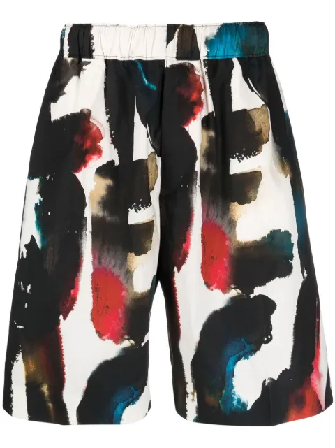 Alexander McQueen logo-print straight-leg shorts Black 726838QUO76