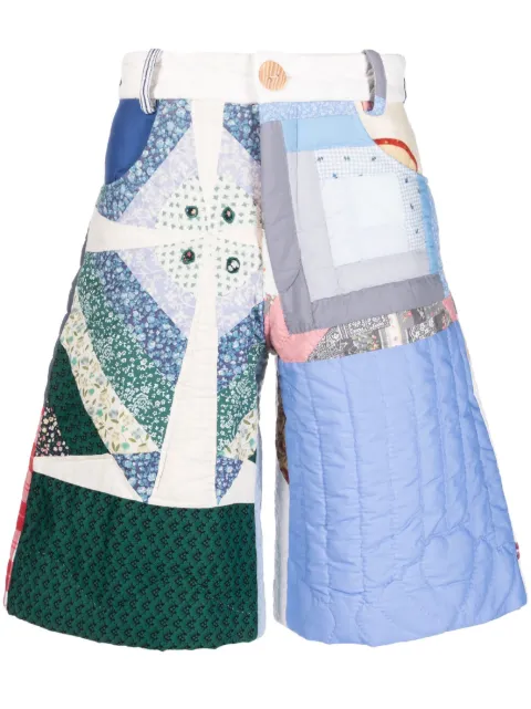 Bethany Williams Upcycled Quilted Blanket shorts Neutrals BWSS23D017