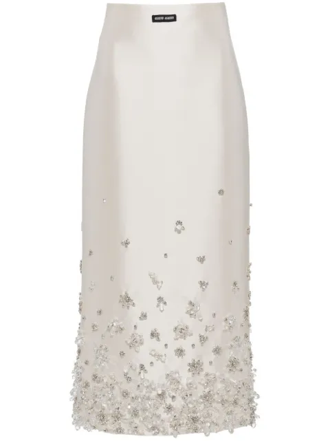 Miu Miu floral-embellished midi skirt White MG1895S231110U