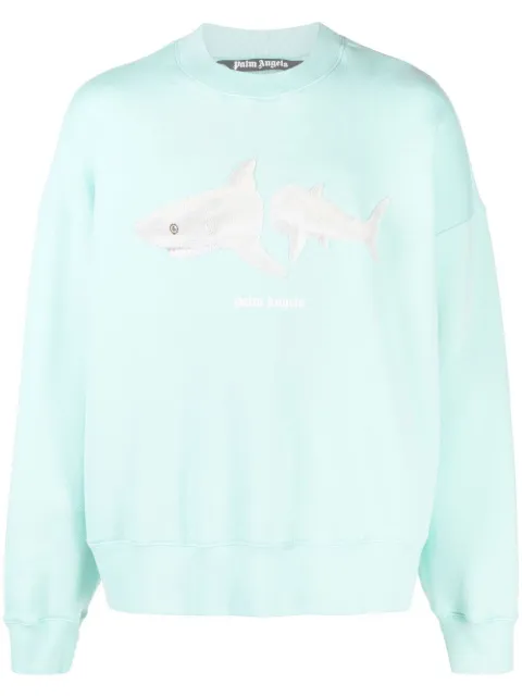 Palm Angels Broken Shark cotton sweatshirt Blue PMBA026S23FLE0054001