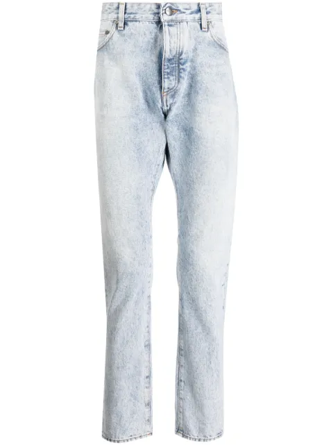 Palm Angels curved-logo print jeans Blue PMYA012C99DEN0024001