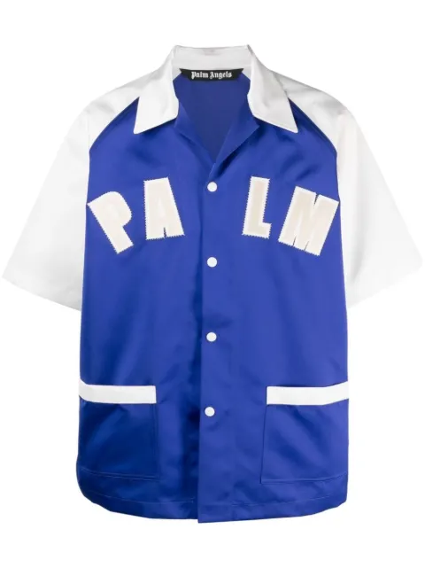 Palm Angels logo-embroidered bowling shirt PMGG003S23FAB0014501
