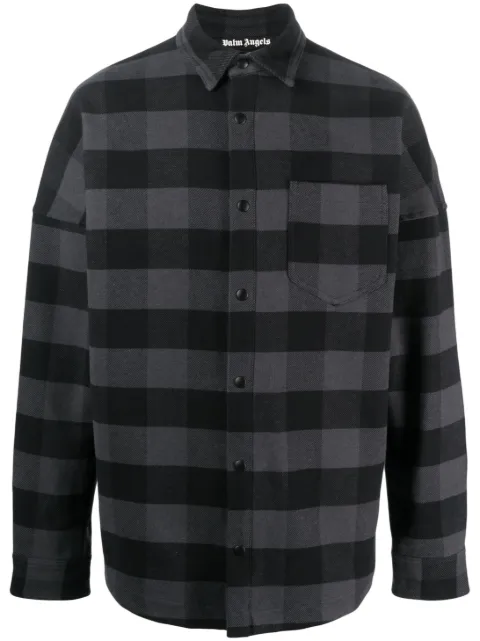 Palm Angels check-print cotton shirt Black PMES002C99FAB0011001