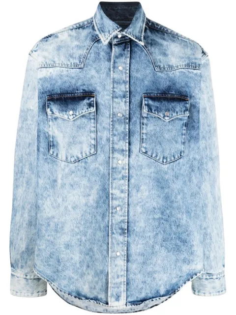 VTMNTS acid-wash denim shirt Blue VL14SH650B