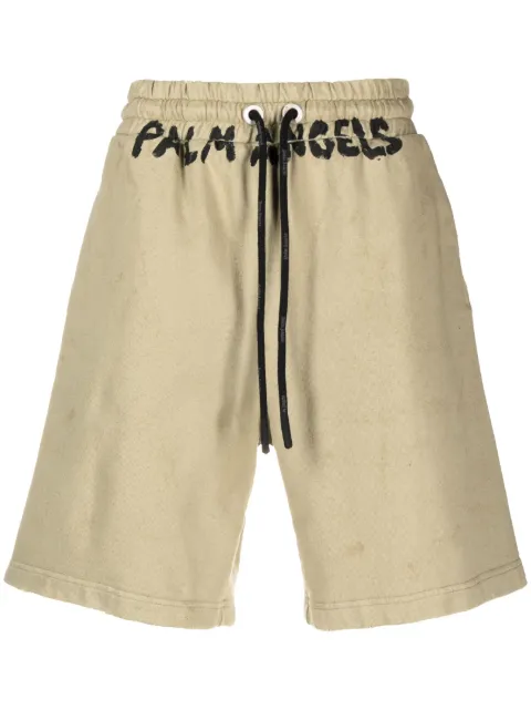 Palm Angels Seasonal logo-print drawstring shorts Green PMCI010S23FLE0065610