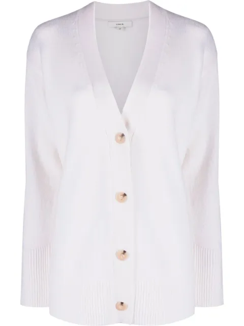 Vince Weekend V-neck ribbed cardigan White V927079341