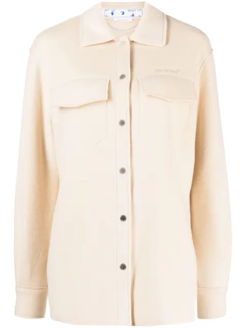 Off-White embroidered-logo shirt jacket Neutrals OWEA261C99FAB0036161