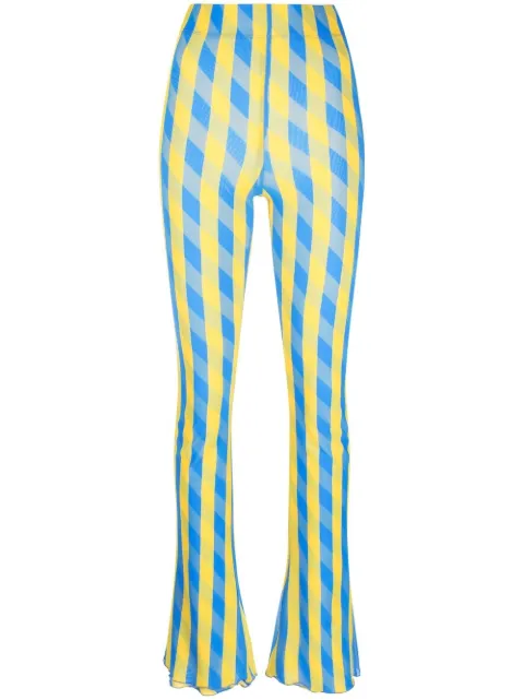 Sunnei stripe checked slim-fit trousers Blue CRTWWBOT004WVN005