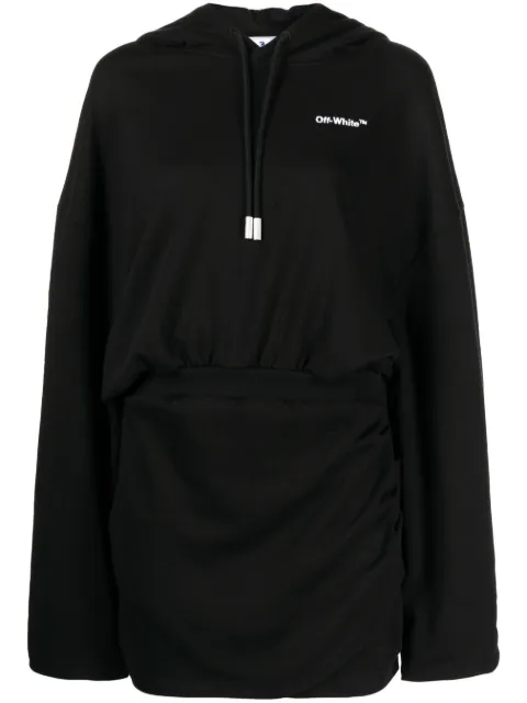 Off-White logo-embroidered cotton hoodie Black OWDB423C99JER0021001