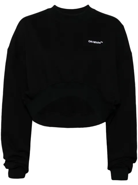 Off-White logo-print cropped sweatshirt Black OWBA069C99JER0021001