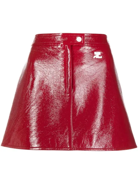 Courrèges high-shine finish mini skirt Red PERCJU001VY0003