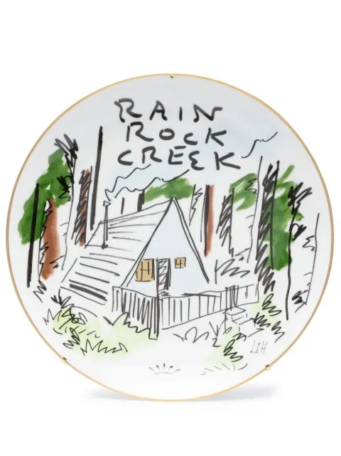 GINORI 1735 Rain Rock Creek porcelain plate White 140RG00FPT110