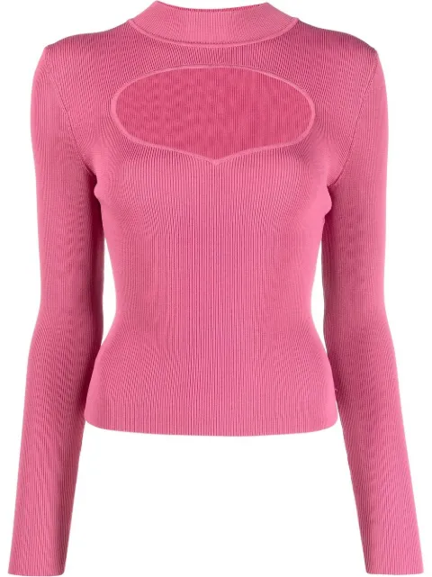 STAUD ribbed-knit cut-out jumper Pink 012797