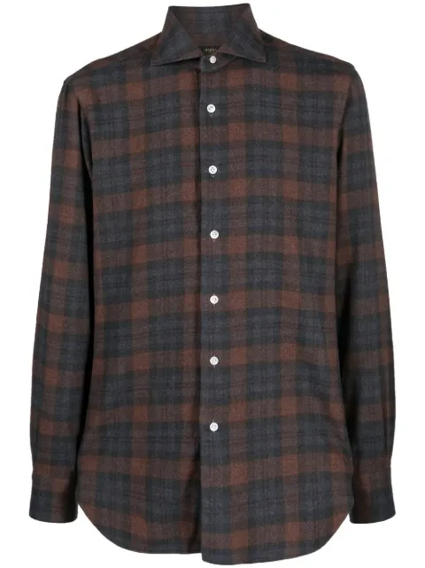 Barba check-print button-up shirt Blue K4U13P0130074Q